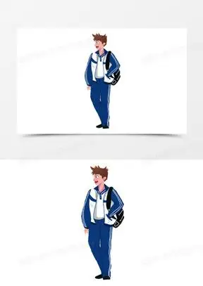手绘穿校服的男生素材元素