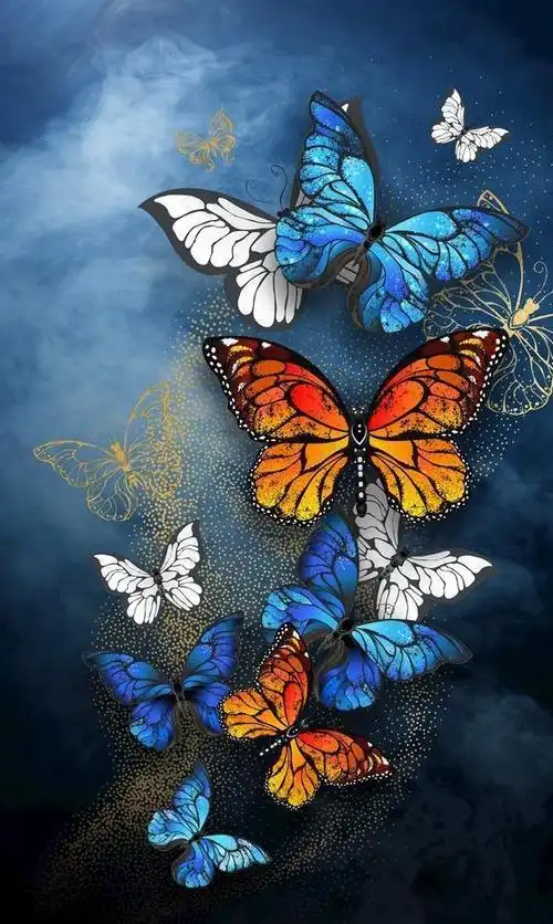金色蝴蝶艺术装饰画图片3150x4724