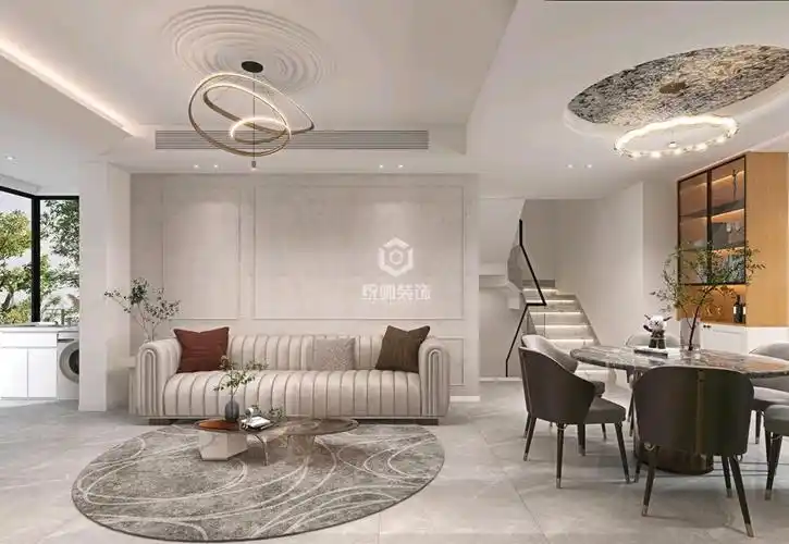 崇明区海和院188平方现代简约风格下叠客厅装修效果图