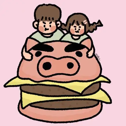 猪猪牛肉饼汉堡情侣头像