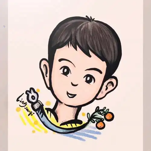 天气热了,画新的自画像一幅.