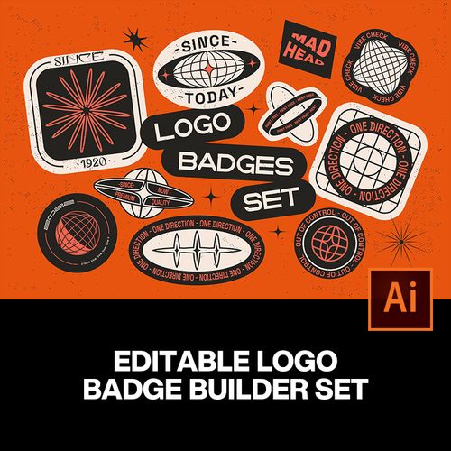 时尚街头潮流复古酸性嘻哈logo标志几何图形图标ai设计素材源文件