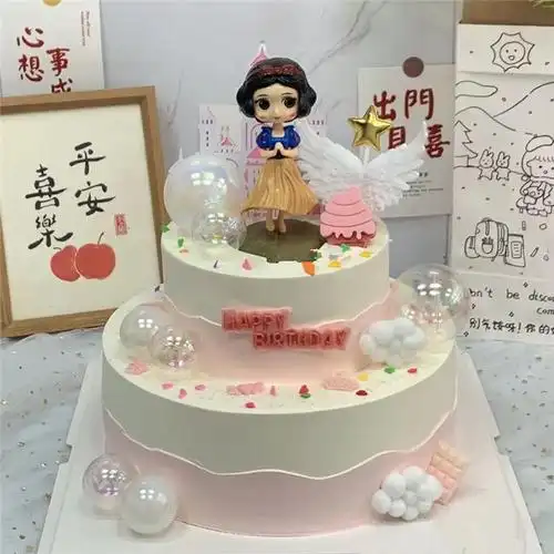 双层网红白雪公主冰雪奇缘儿童生日蛋糕全国同城配送上海北京广州