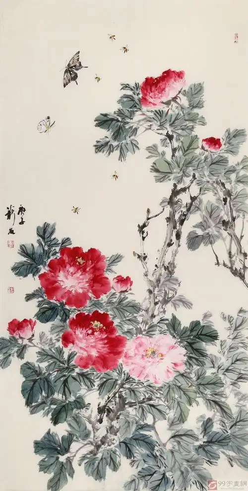 陈薪名《云想衣裳花想容》陈薪名 国画花鸟《花开富贵》陈薪名 国画