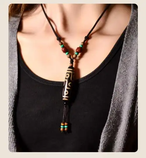 御大师西藏九眼天珠吊坠项链老料藏式原石男女玛瑙佛珠配饰挂件小号款