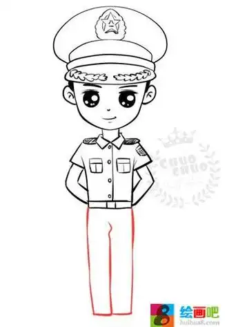 军人站立q版简笔画