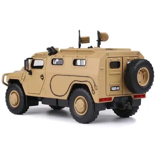 车防爆车合金汽车模型军事战车男孩儿童玩具车虎式装甲车礼盒装黄色