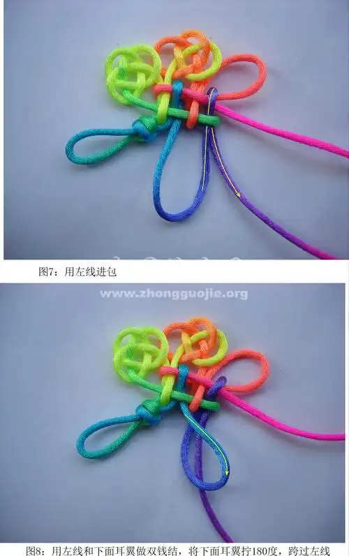 中国结论坛 盘长蝴蝶徒手编法 盘长蝴蝶结教程图解,三回盘长结编法