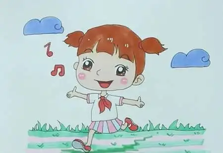 奔跑的小女孩简笔画漂亮可爱小学生