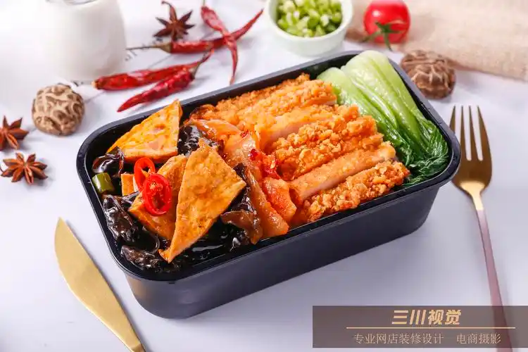 美团外卖盒饭拍摄