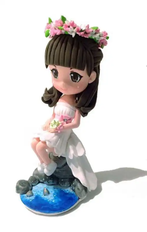 定制 根据真人照片定制超轻粘土黏土q版新娘手办 结婚礼物 包邮