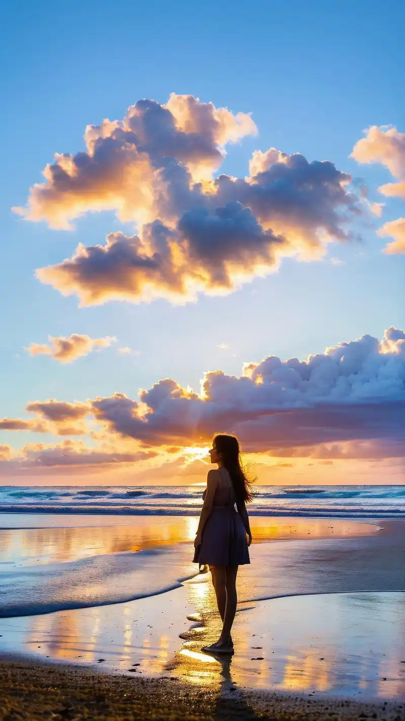 98海边女生背影壁纸精选93 想要给手机换上一款唯美的壁纸吗?