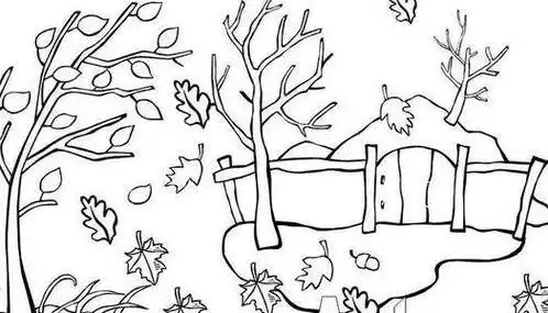 秋天简笔画图片秋天的落叶简笔画大全儿童画秋天景色简笔画作品图片