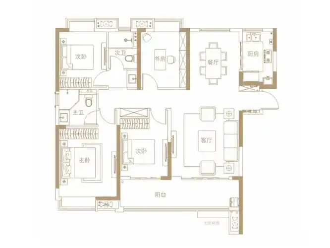 望江府f户型 ,4室2厅,140平米户型图-南昌融创文旅城户型-南昌购房网