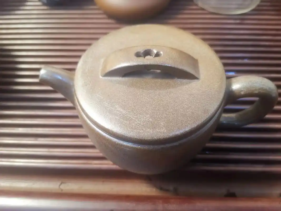 瓦当壶老紫泥柴烧窑变全手工制韵味足做工精良320毫升实力派工艺师黄