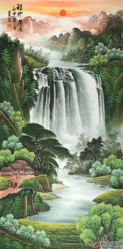 【已售】吴东四尺聚宝盆山水画《福地安居》