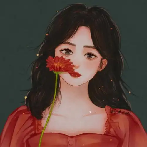 手绘头像谭松韵复古氛围感