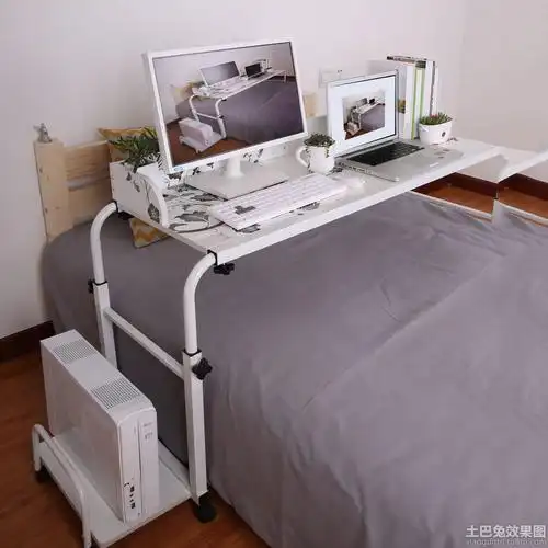 单人床上电脑桌图片