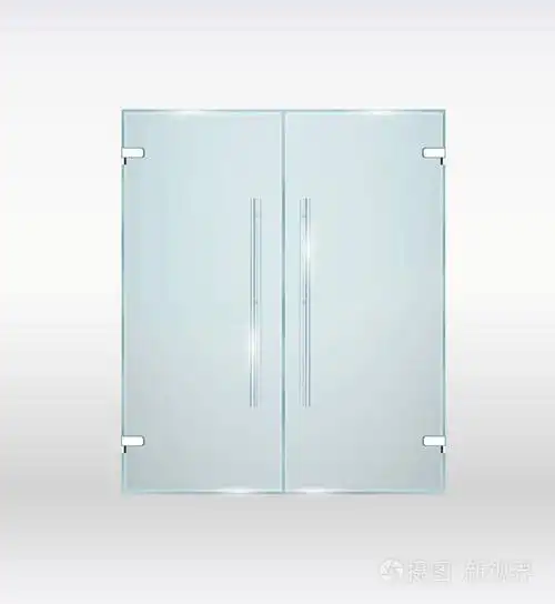 灰色的背景上孤立的玻璃门.矢量图