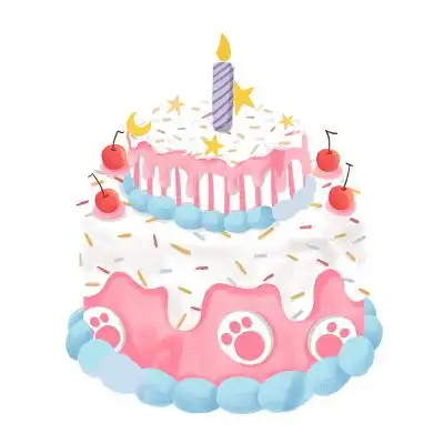 粉色手绘卡通小清新生日蛋糕甜品甜点元素png素材