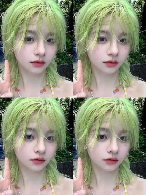 超级显白又气质超仙发色薄荷绿广州染头发