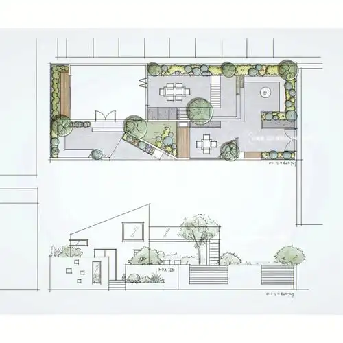 花园平面手绘方案展示