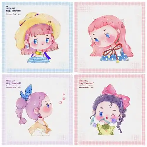 治愈水彩小可爱四宫格你更喜欢哪一个呢
