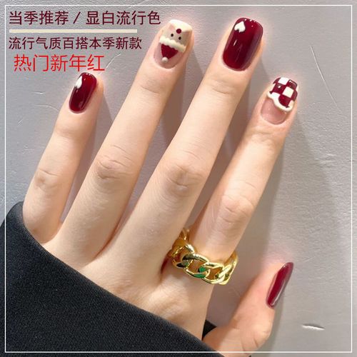 酒红色指甲油胶2022年新款网红流行秋冬圣诞复古新年红美甲店专用