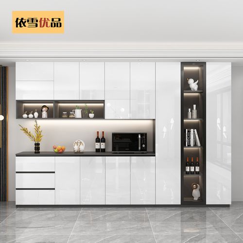 轻奢餐边柜一体靠墙高柜酒柜现代简约定制餐厅茶水置物柜实木高档