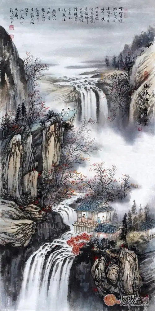 张天成《山水清音图》,张天成竖幅山水画-【易从网】