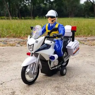 白色摩托车合金摩托车黑猫警长警察车太子摩托车赛车仿真儿童声光回力