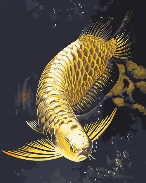 领典diy数字油画客厅手绘手工填色金龙鱼卧室挂画油彩装饰画包邮-mc母