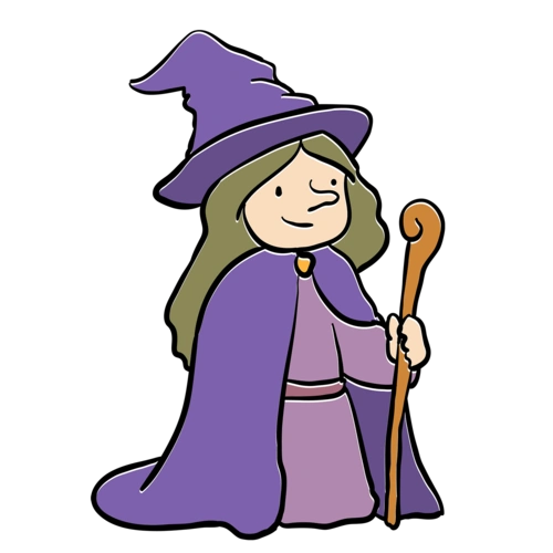 西方万圣节骑扫把的女巫设计元素