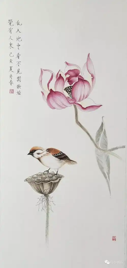 画家楚彦春复古风工笔花鸟作品