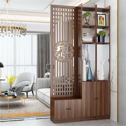 龙遥鹿入户屏风客厅新中式实木遮挡隔断柜装饰置物架进门玄关柜简约