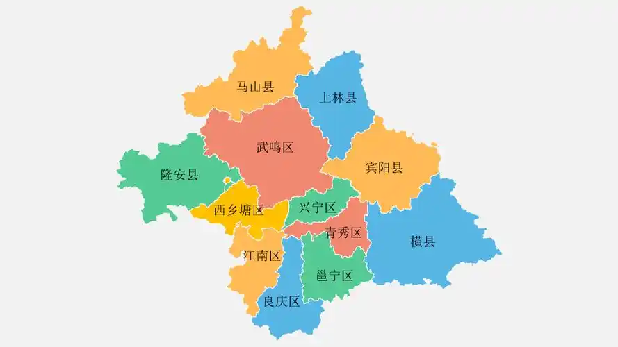 南宁地图高清矢量可填充编辑ppt模板(精美)