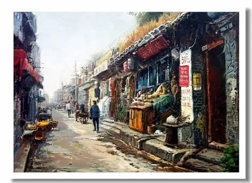 黄劲松油画:北京胡同