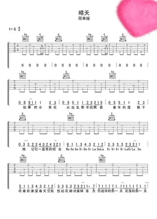 晴天吉他谱