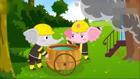 大象消防员前去灭火结果喷不出水,原来是捣蛋小蚂蚁在搞怪呢