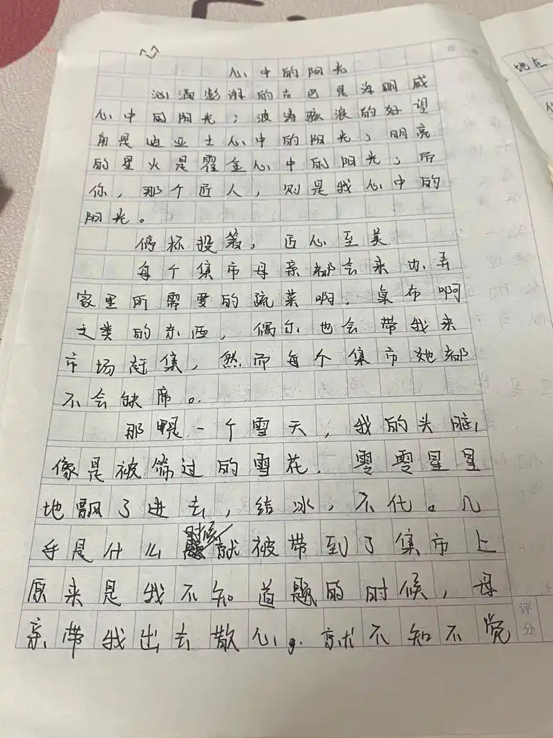 作文(心中的阳光)60158715600字左右 年级不限