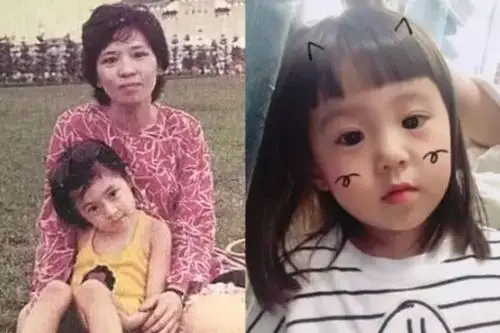 戚薇童年照曝光,与女儿lucky简直像一张脸,卖萌表情都那么相似