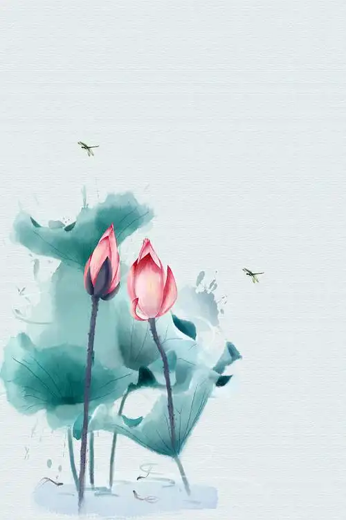 国风水墨大气荷花背景图片下载