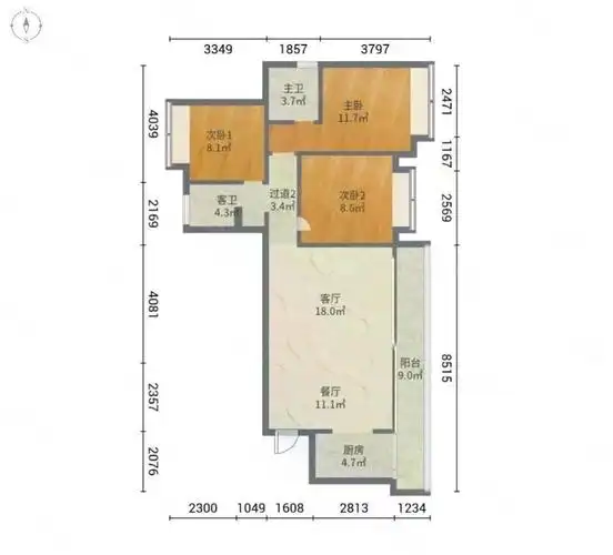 中粮中央公园祥云(c区)二手房,178万,3室2厅,2卫,110平米-重庆安究屯