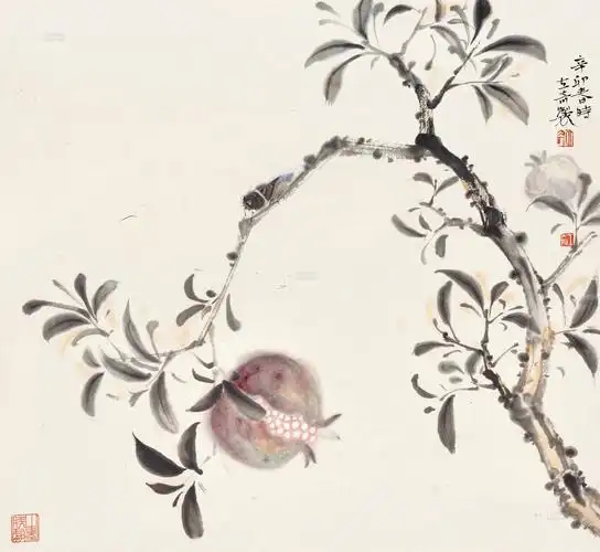 0180 石榴图 镜心 设色纸本