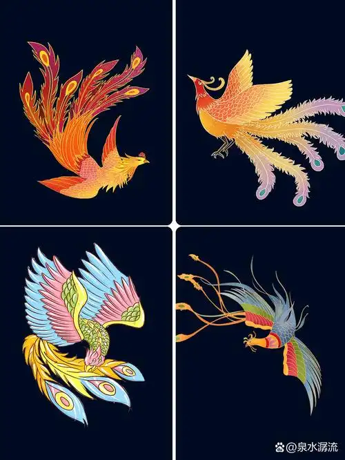 国潮中国风凤凰97卡通形象插画97png免扣