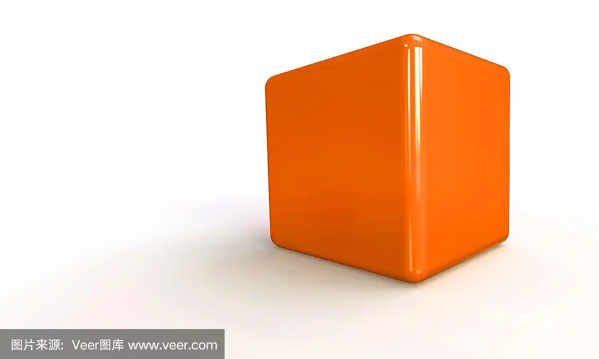 橙色的3d立方体孤立在白色上