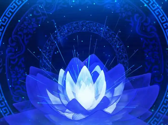 (mgg6)梦幻蓝色夜色莲花粒子金色荷花瓣唯美led大屏幕舞台背景视频