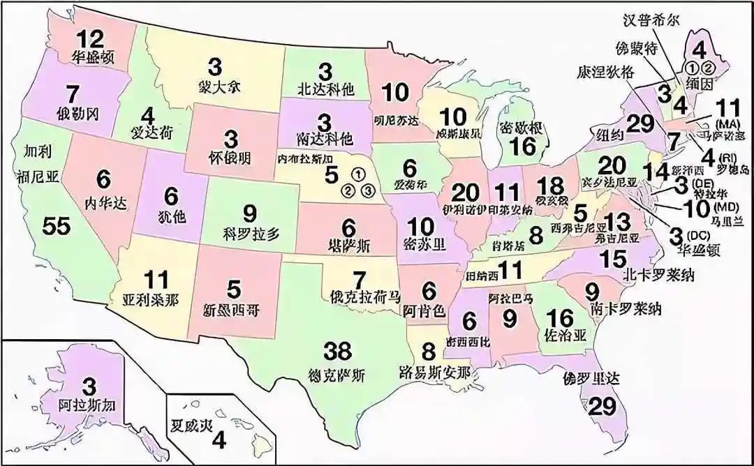 美国各州有多少选票,为何有多有少,这些选票是怎么来的