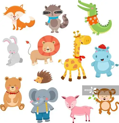 可爱的动物集合图片素材