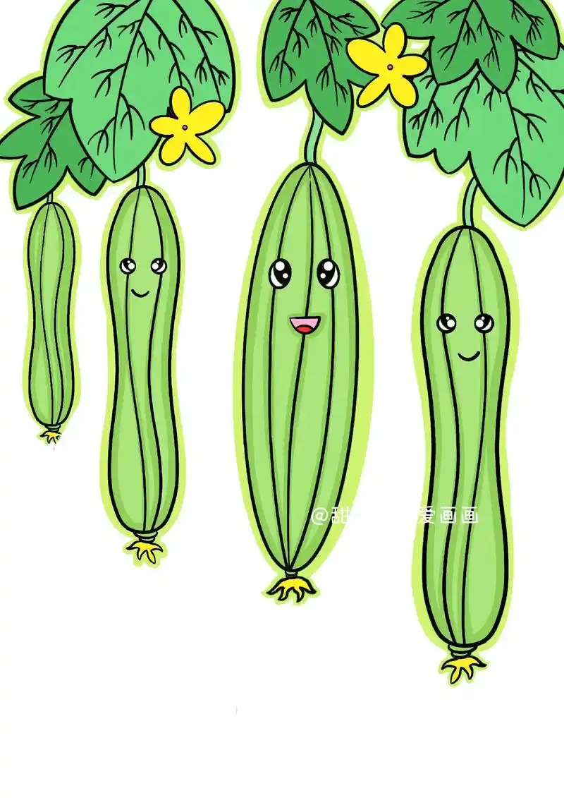 丝瓜.今天画丝瓜哦,所有绘画均有线稿#画画 #儿童画 #简笔 - 抖音